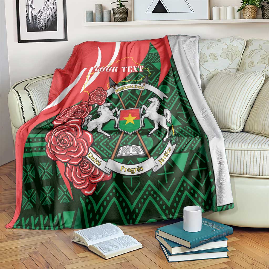 Personalized Burkina Faso Republic Day Blanket Bogolan Mudcloth - Coat Of Arms Design