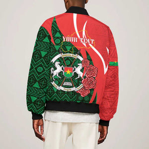 Personalized Burkina Faso Republic Day Bomber Jacket Bogolan Mudcloth - Coat Of Arms Design