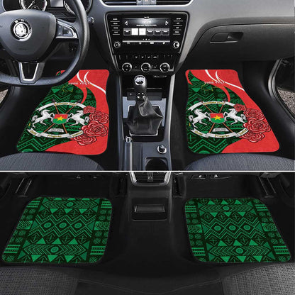 Personalized Burkina Faso Republic Day Car Mats Bogolan Mudcloth - Coat Of Arms Design