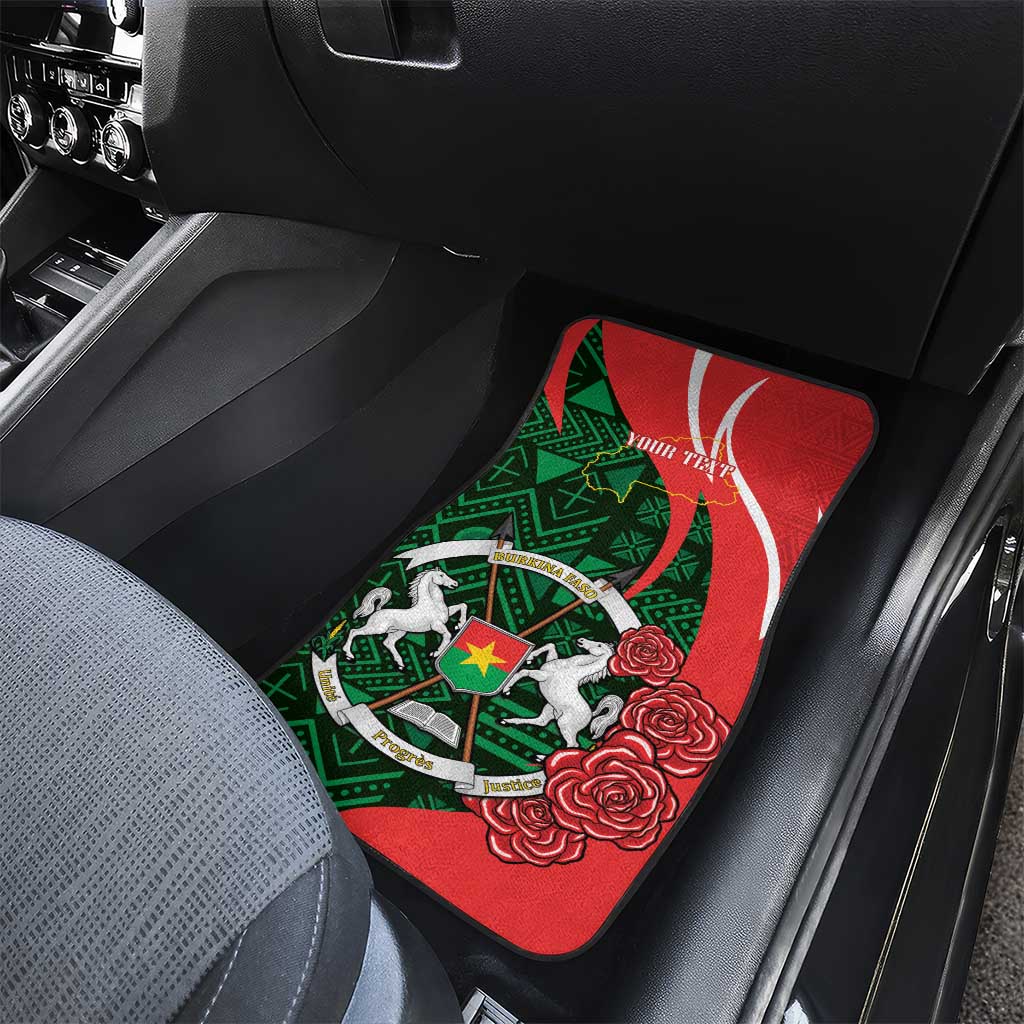 Personalized Burkina Faso Republic Day Car Mats Bogolan Mudcloth - Coat Of Arms Design