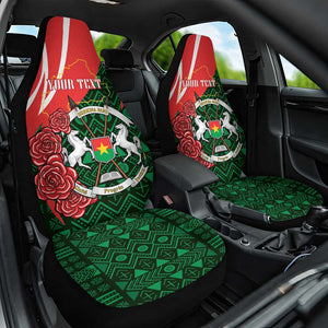 Personalized Burkina Faso Republic Day Car Seat Cover Bogolan Mudcloth - Coat Of Arms Design