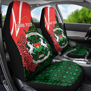 Personalized Burkina Faso Republic Day Car Seat Cover Bogolan Mudcloth - Coat Of Arms Design