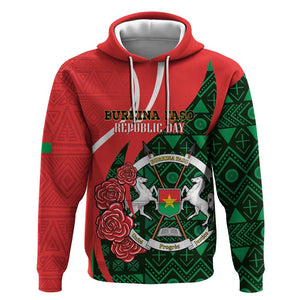 Personalized Burkina Faso Republic Day Hoodie Bogolan Mudcloth - Coat Of Arms Design