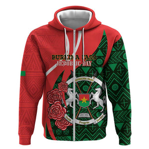 Personalized Burkina Faso Republic Day Hoodie Bogolan Mudcloth - Coat Of Arms Design