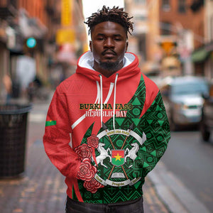 Personalized Burkina Faso Republic Day Hoodie Bogolan Mudcloth - Coat Of Arms Design