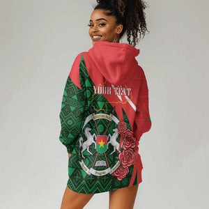 Personalized Burkina Faso Republic Day Hoodie Dress Bogolan Mudcloth - Coat Of Arms Design