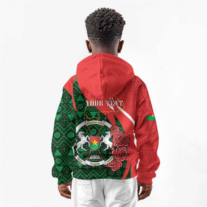 Personalized Burkina Faso Republic Day Kid Hoodie Bogolan Mudcloth - Coat Of Arms Design