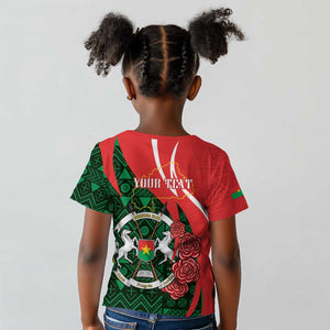 Personalized Burkina Faso Republic Day Kid T shirt Bogolan Mudcloth - Coat Of Arms Design