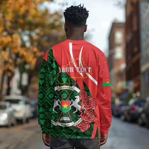 Personalized Burkina Faso Republic Day Long Sleeve Shirt Bogolan Mudcloth - Coat Of Arms Design