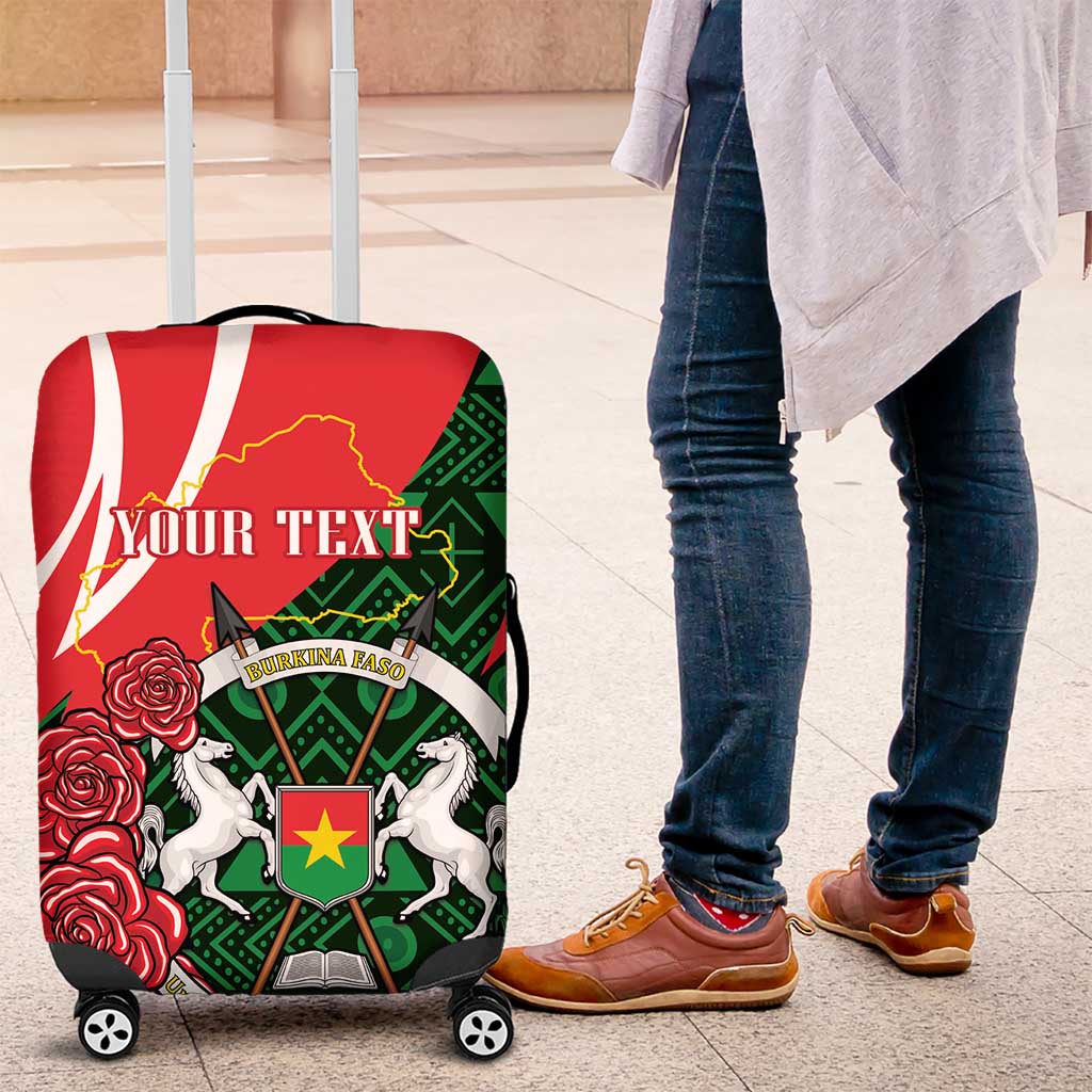 Personalized Burkina Faso Republic Day Luggage Cover Bogolan Mudcloth - Coat Of Arms Design