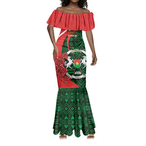 Personalized Burkina Faso Republic Day Mermaid Dress Bogolan Mudcloth - Coat Of Arms Design