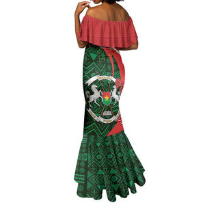 Personalized Burkina Faso Republic Day Mermaid Dress Bogolan Mudcloth - Coat Of Arms Design