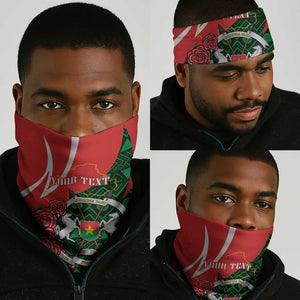 Personalized Burkina Faso Republic Day Neck Gaiter Bogolan Mudcloth - Coat Of Arms Design LT14
