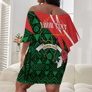 Personalized Burkina Faso Republic Day Off Shoulder Short Dress Bogolan Mudcloth - Coat Of Arms Design