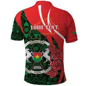 Personalized Burkina Faso Republic Day Polo Shirt Bogolan Mudcloth - Coat Of Arms Design