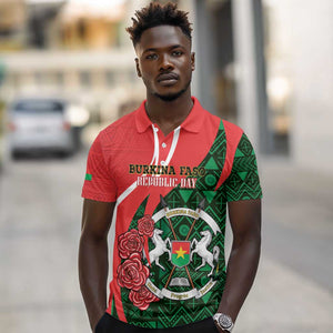 Personalized Burkina Faso Republic Day Polo Shirt Bogolan Mudcloth - Coat Of Arms Design