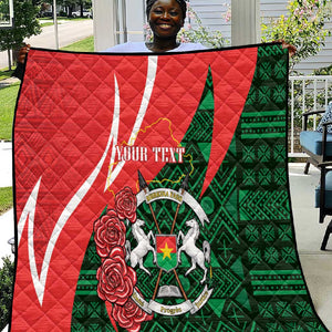 Personalized Burkina Faso Republic Day Quilt Bogolan Mudcloth - Coat Of Arms Design