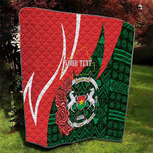 Personalized Burkina Faso Republic Day Quilt Bogolan Mudcloth - Coat Of Arms Design