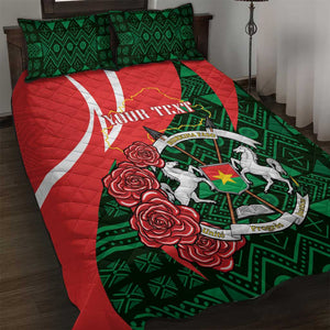 Personalized Burkina Faso Republic Day Quilt Bed Set Bogolan Mudcloth - Coat Of Arms Design