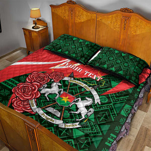 Personalized Burkina Faso Republic Day Quilt Bed Set Bogolan Mudcloth - Coat Of Arms Design