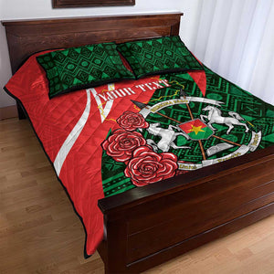 Personalized Burkina Faso Republic Day Quilt Bed Set Bogolan Mudcloth - Coat Of Arms Design