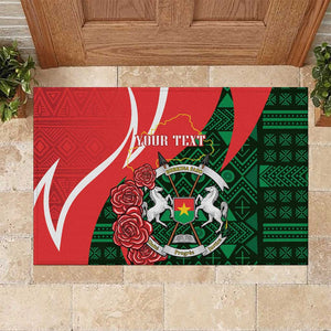 Personalized Burkina Faso Republic Day Rubber Doormat Bogolan Mudcloth - Coat Of Arms Design