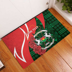 Personalized Burkina Faso Republic Day Rubber Doormat Bogolan Mudcloth - Coat Of Arms Design