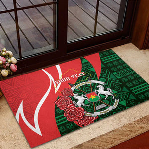 Personalized Burkina Faso Republic Day Rubber Doormat Bogolan Mudcloth - Coat Of Arms Design