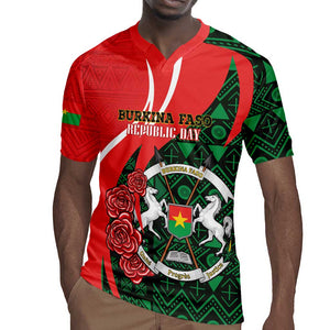 Personalized Burkina Faso Republic Day Rugby Jersey Bogolan Mudcloth - Coat Of Arms Design