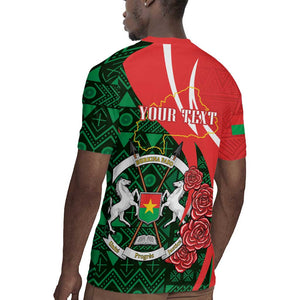 Personalized Burkina Faso Republic Day Rugby Jersey Bogolan Mudcloth - Coat Of Arms Design