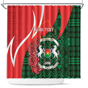 Personalized Burkina Faso Republic Day Shower Curtain Bogolan Mudcloth - Coat Of Arms Design