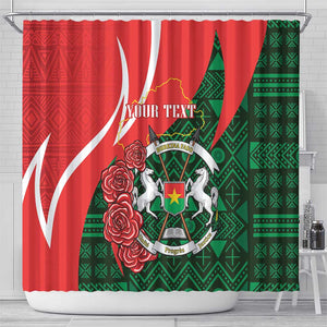 Personalized Burkina Faso Republic Day Shower Curtain Bogolan Mudcloth - Coat Of Arms Design