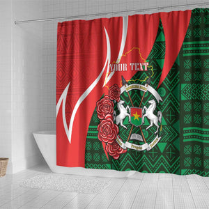 Personalized Burkina Faso Republic Day Shower Curtain Bogolan Mudcloth - Coat Of Arms Design