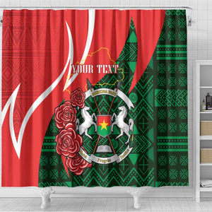 Personalized Burkina Faso Republic Day Shower Curtain Bogolan Mudcloth - Coat Of Arms Design