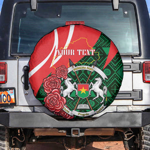 Personalized Burkina Faso Republic Day Spare Tire Cover Bogolan Mudcloth - Coat Of Arms Design