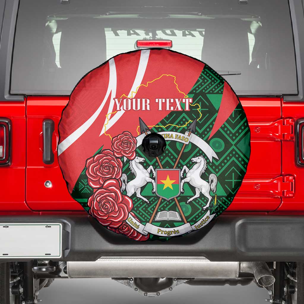 Personalized Burkina Faso Republic Day Spare Tire Cover Bogolan Mudcloth - Coat Of Arms Design