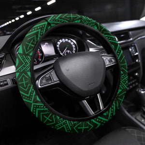 Burkina Faso Republic Day Steering Wheel Cover Bogolan Mudcloth - Coat Of Arms Design