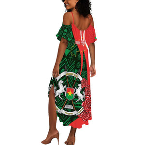 Personalized Burkina Faso Republic Day Summer Maxi Dress Bogolan Mudcloth - Coat Of Arms Design