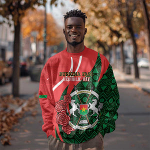 Personalized Burkina Faso Republic Day Sweatshirt Bogolan Mudcloth - Coat Of Arms Design