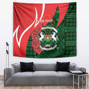 Personalized Burkina Faso Republic Day Tapestry Bogolan Mudcloth - Coat Of Arms Design