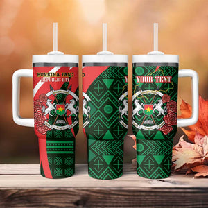 Personalized Burkina Faso Republic Day Tumbler With Handle Bogolan Mudcloth - Coat Of Arms Design