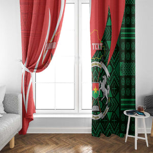 Personalized Burkina Faso Republic Day Window Curtain Bogolan Mudcloth - Coat Of Arms Design