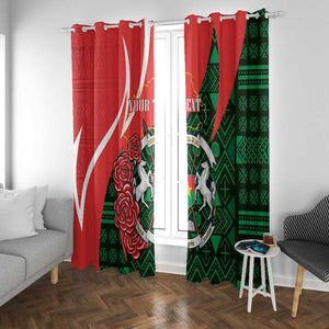 Personalized Burkina Faso Republic Day Window Curtain Bogolan Mudcloth - Coat Of Arms Design