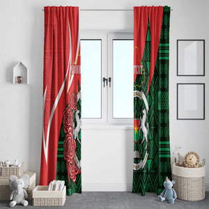 Personalized Burkina Faso Republic Day Window Curtain Bogolan Mudcloth - Coat Of Arms Design