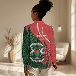 Personalized Burkina Faso Republic Day Women Casual Shirt Bogolan Mudcloth - Coat Of Arms Design