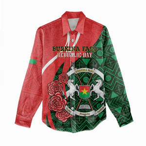 Personalized Burkina Faso Republic Day Women Casual Shirt Bogolan Mudcloth - Coat Of Arms Design