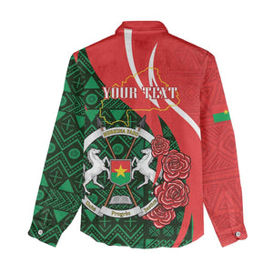 Personalized Burkina Faso Republic Day Women Casual Shirt Bogolan Mudcloth - Coat Of Arms Design