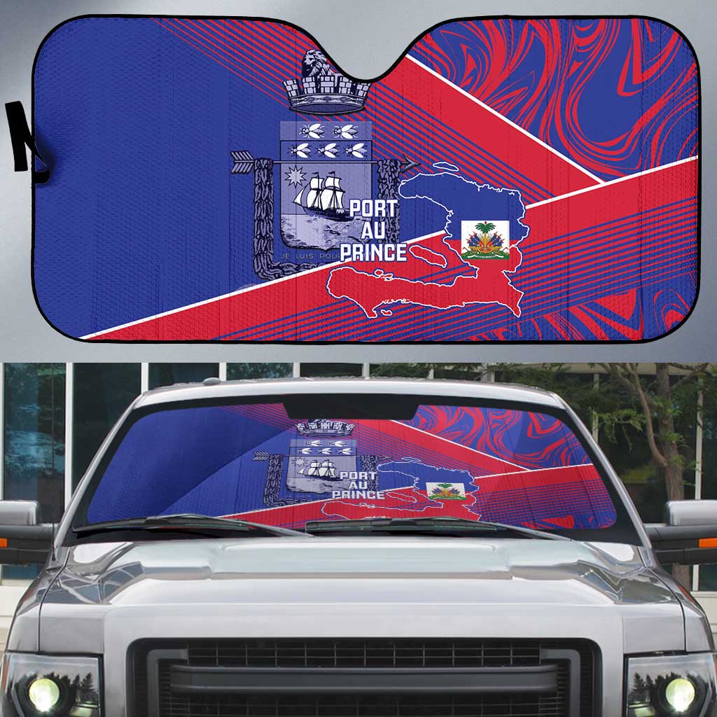 Port-au-Prince Afro-Haitians Auto Sun Shade Ayiti Map Pòtoprens Flag Color - African Pride