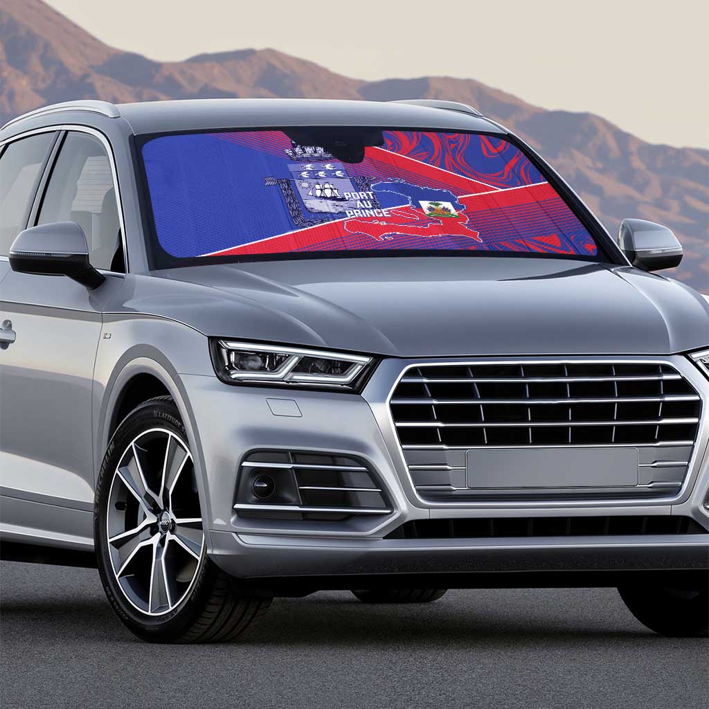 Port-au-Prince Afro-Haitians Auto Sun Shade Ayiti Map Pòtoprens Flag Color - African Pride