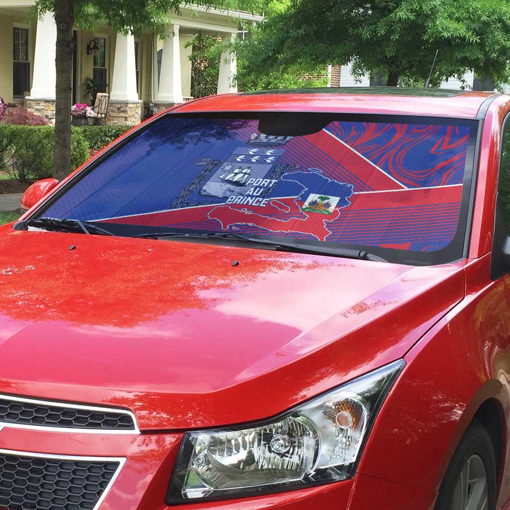 Port-au-Prince Afro-Haitians Auto Sun Shade Ayiti Map Pòtoprens Flag Color - African Pride